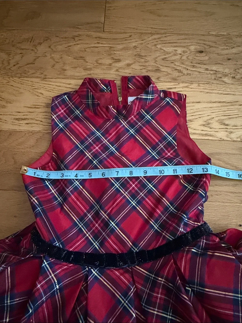 NWOT - 8T - American Girl - Red Plaid Party Dress with Black Waistband